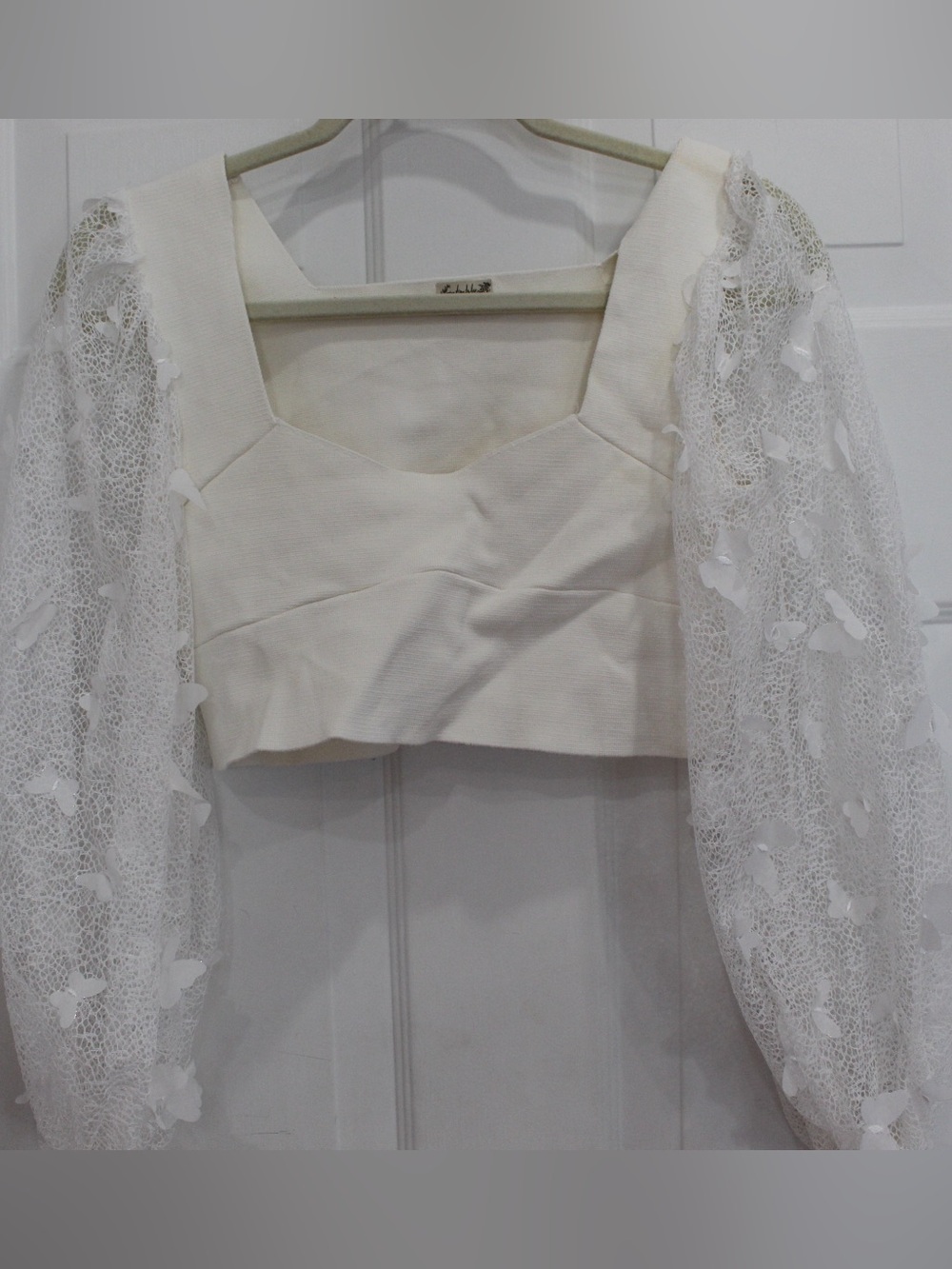 Free People butterfly White Textured Top with Subtle Ribbing